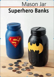 Superhero bank mason jars