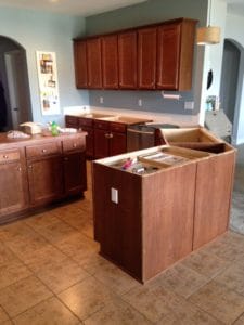 kitchen after step up countertop had been removed