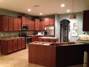 kitchen after step up countertop had been removed