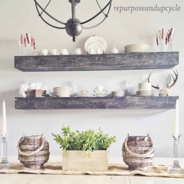 DIY FLOATING DINING ROOM SHELVES