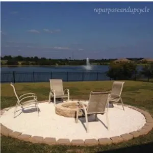 DIY Fire Pit makeover with pea gravel and pavers