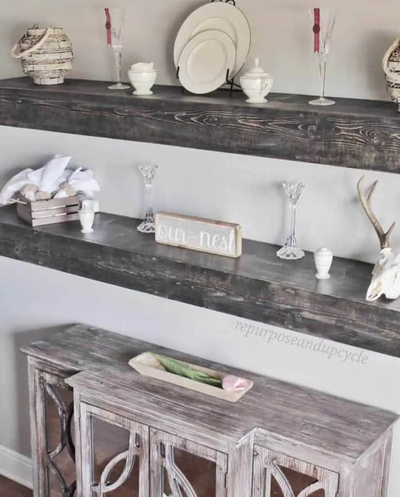 DIY Floating Dining Room Shelves