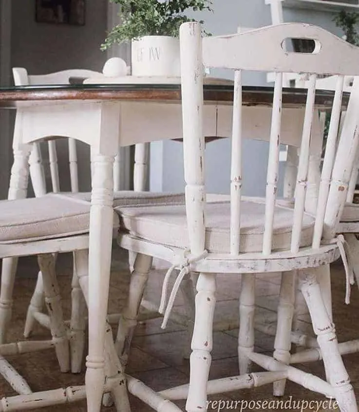 Dining Room Table and Chair Chalk paint makeover