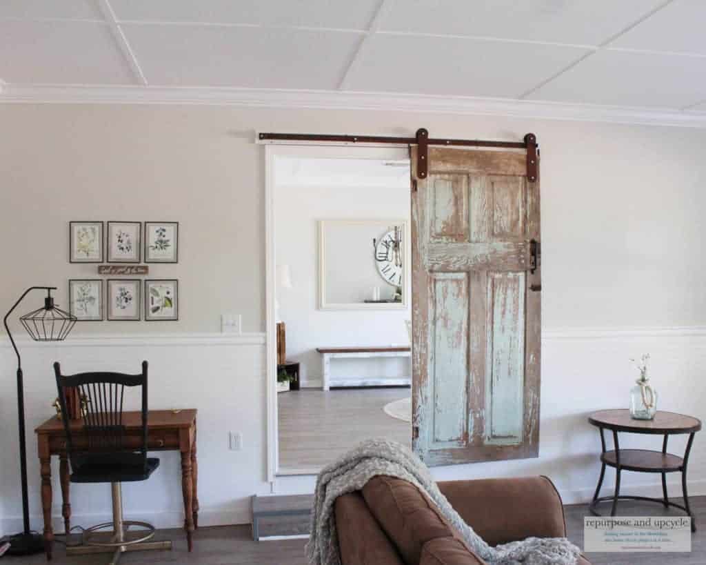 chippy barn door with barn door hardware