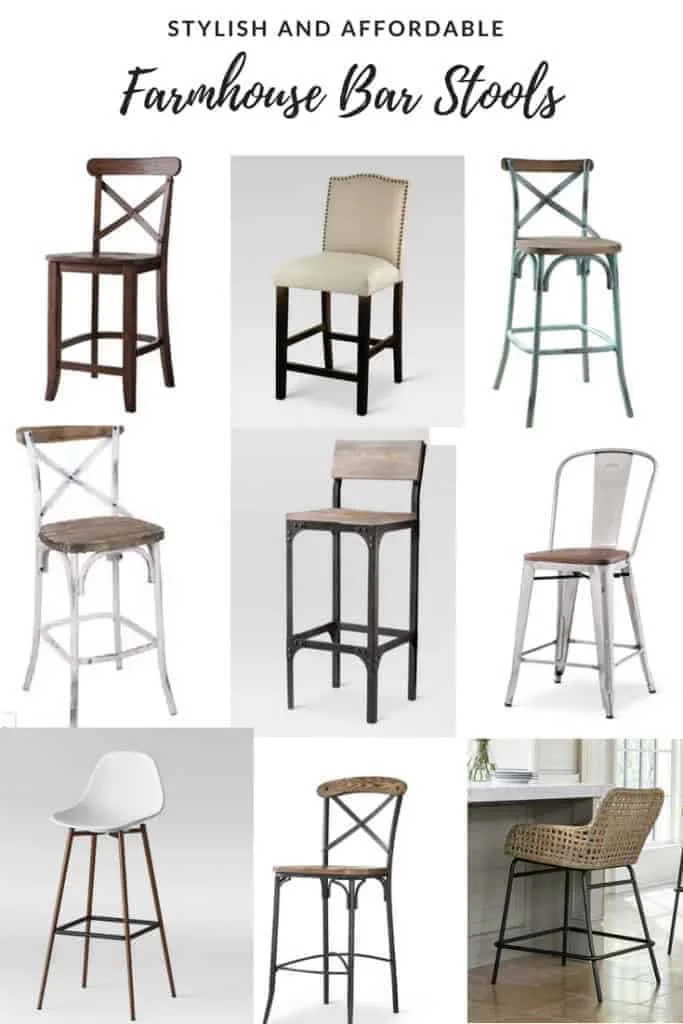 Affordable farmhouse style bar stools with backs