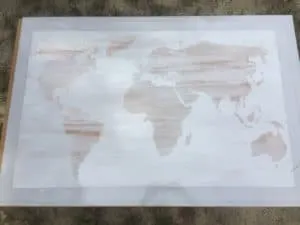 DIY world map art with stencil 