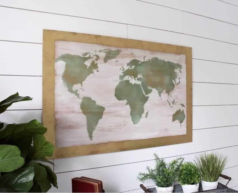 World Map Art on Wood