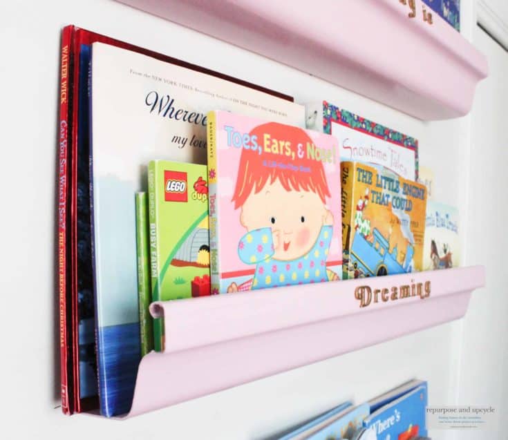 FIve DIY rain gutter bookshelves