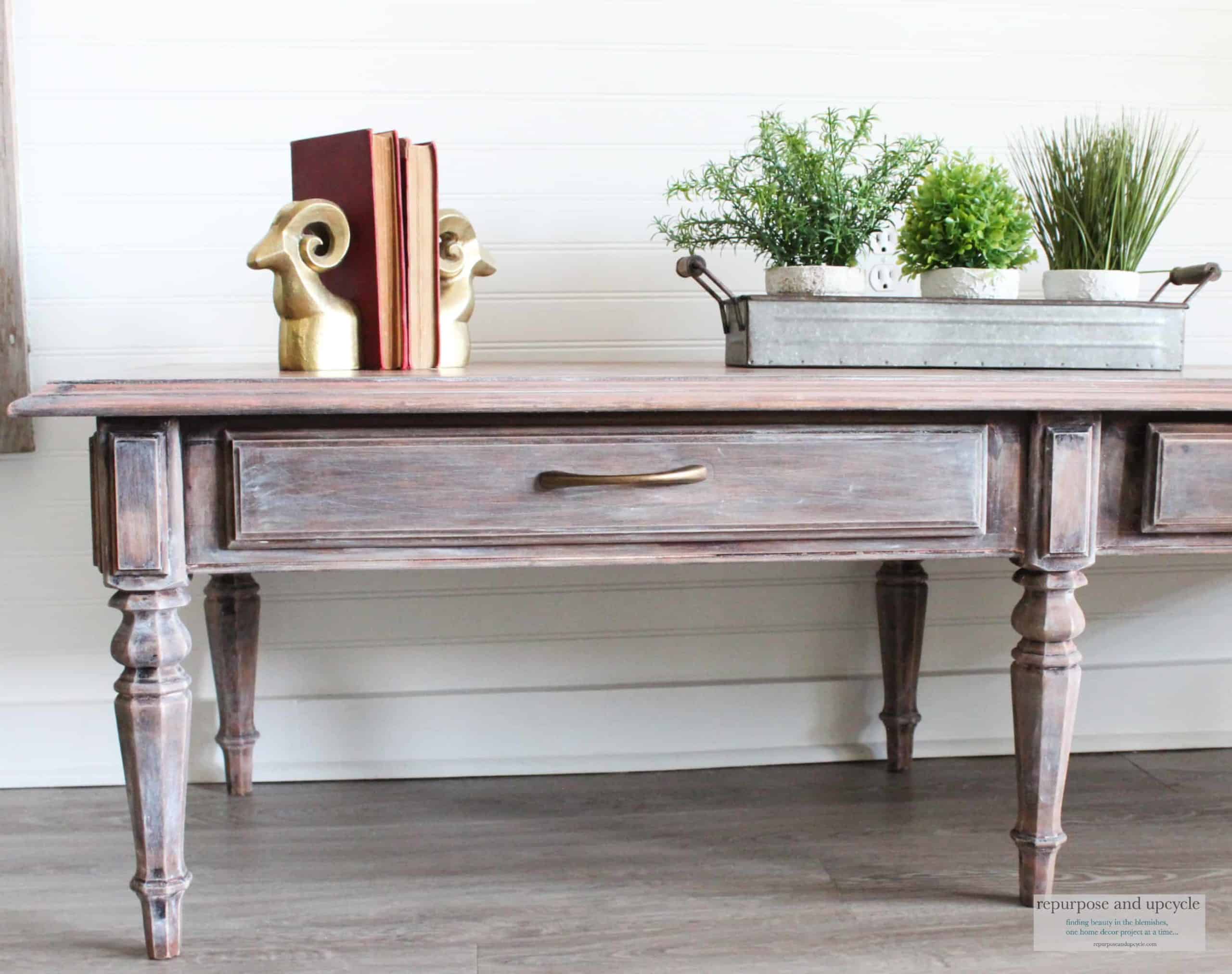Lime Washed Coffee Table Makeover with Liming Wax