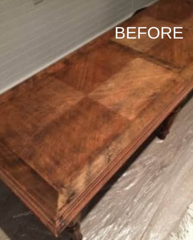 Lime Washed Coffee Table Makeover with Liming Wax
