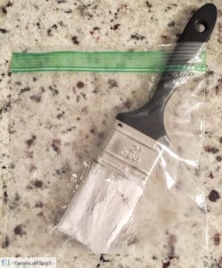 sealing a paint brush in a ziplock bag to keep it from drying out
