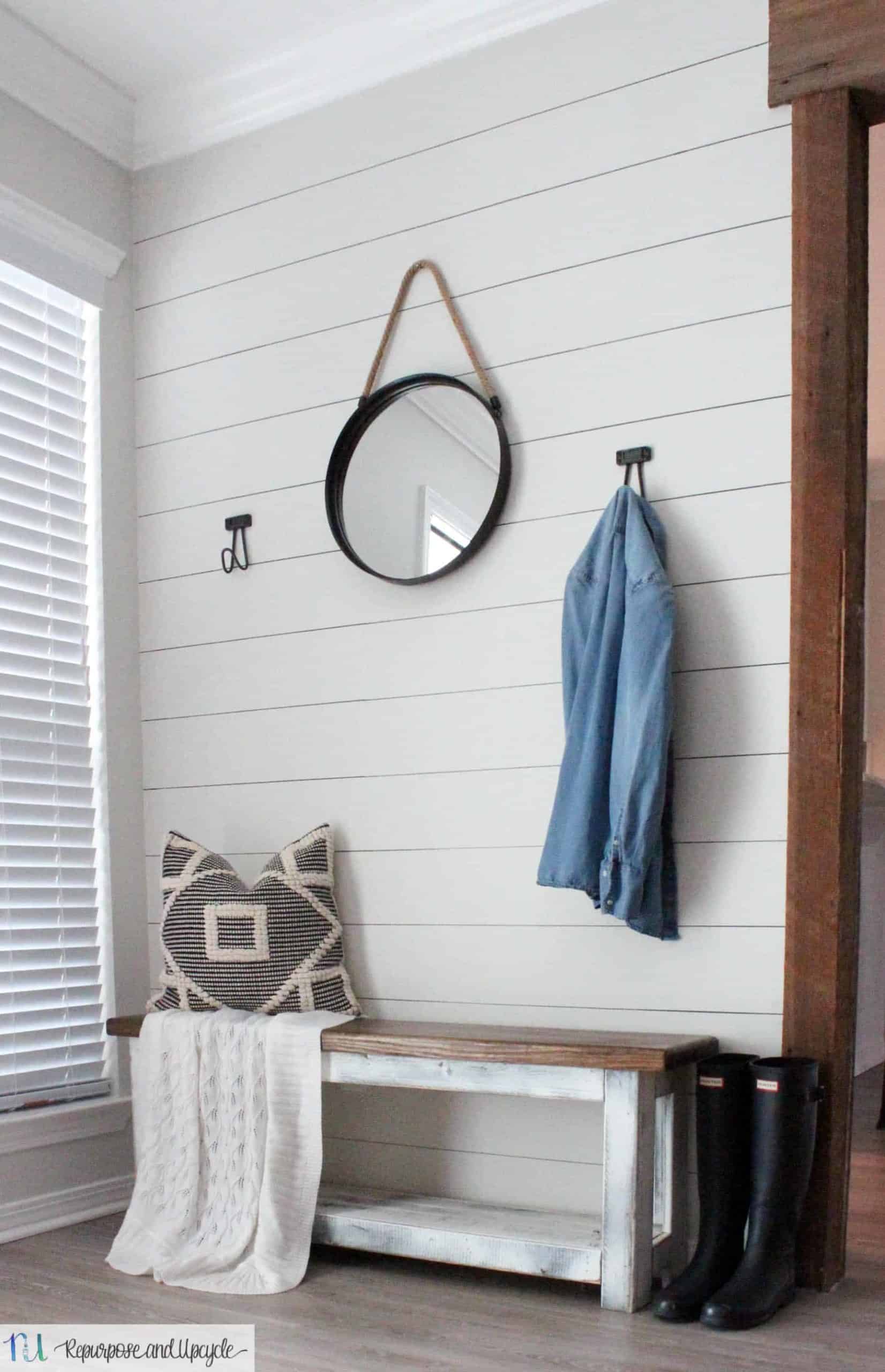 One Hour Entryway Makeover with Sharpie Shiplap