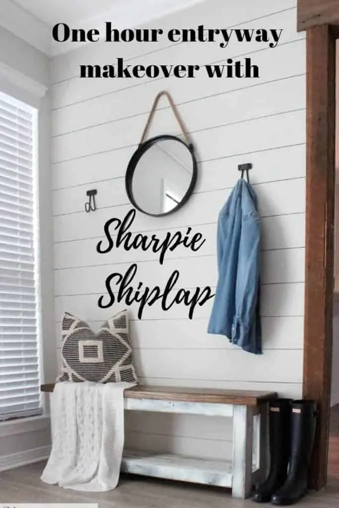 entryway makeover with Sharpie Shiplap