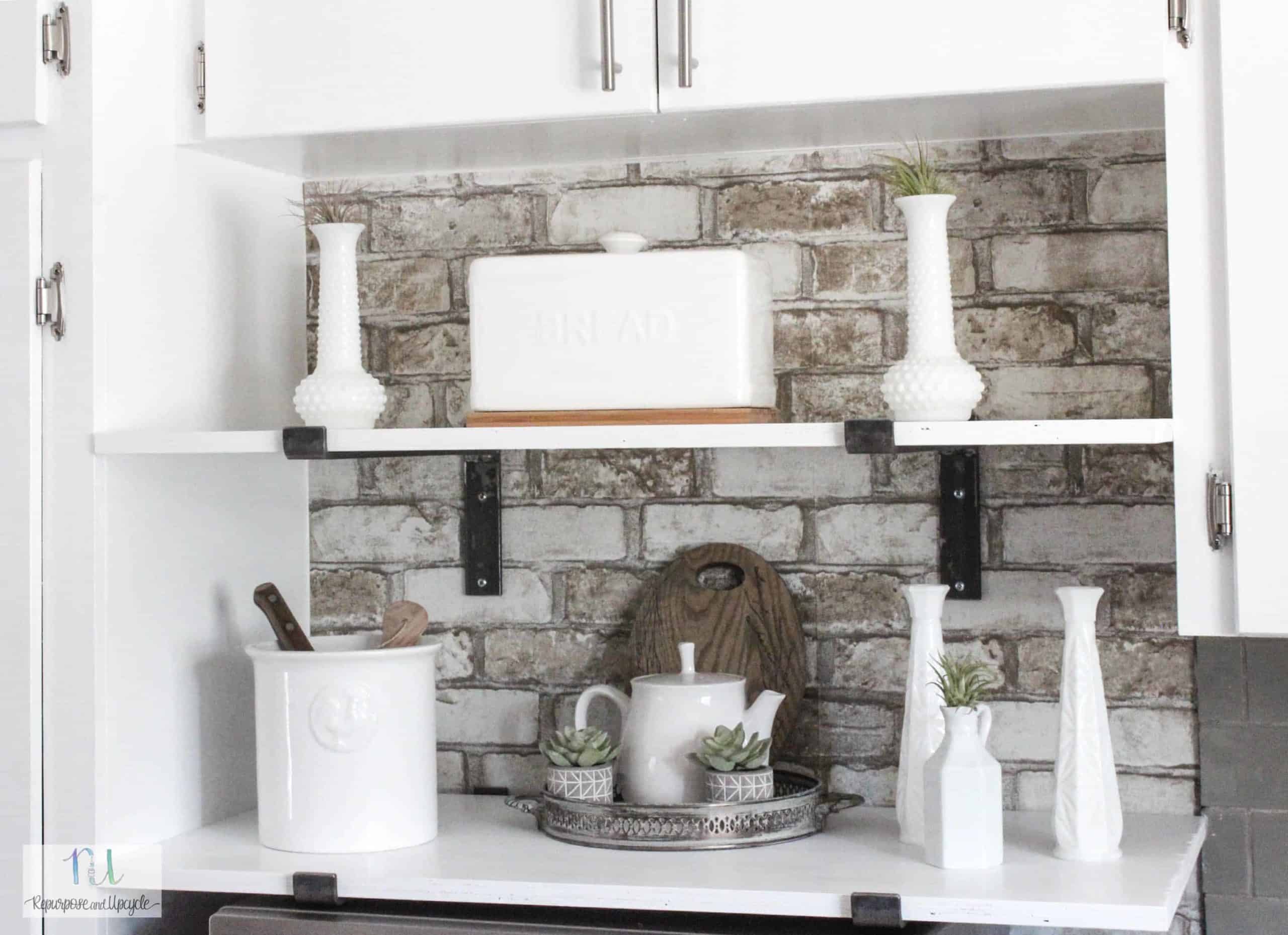 Kitchen Cubby Makeover with Open Shelves for Storage