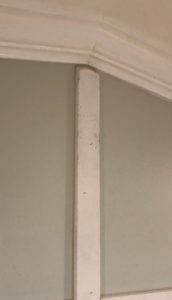Top view of the 45 degree angle cut for the board and batten