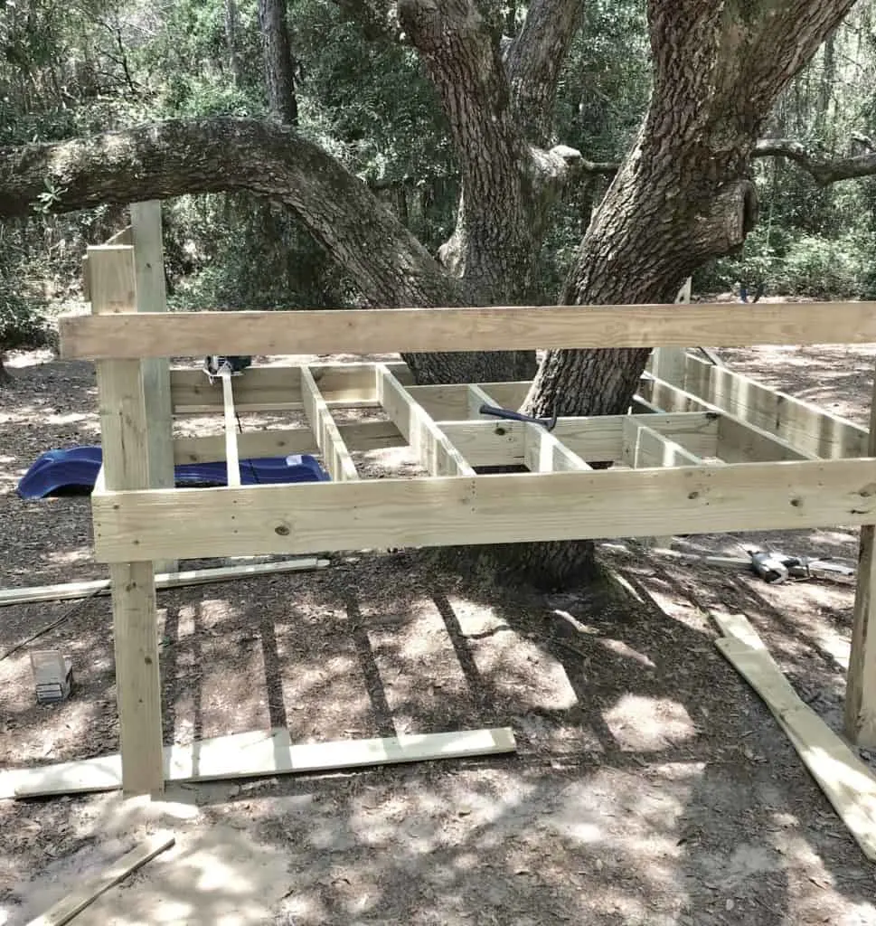 building tree house floor frame 