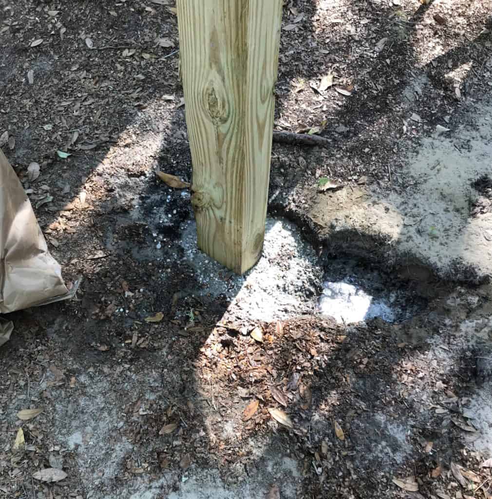 stabilizing posts with concrete 