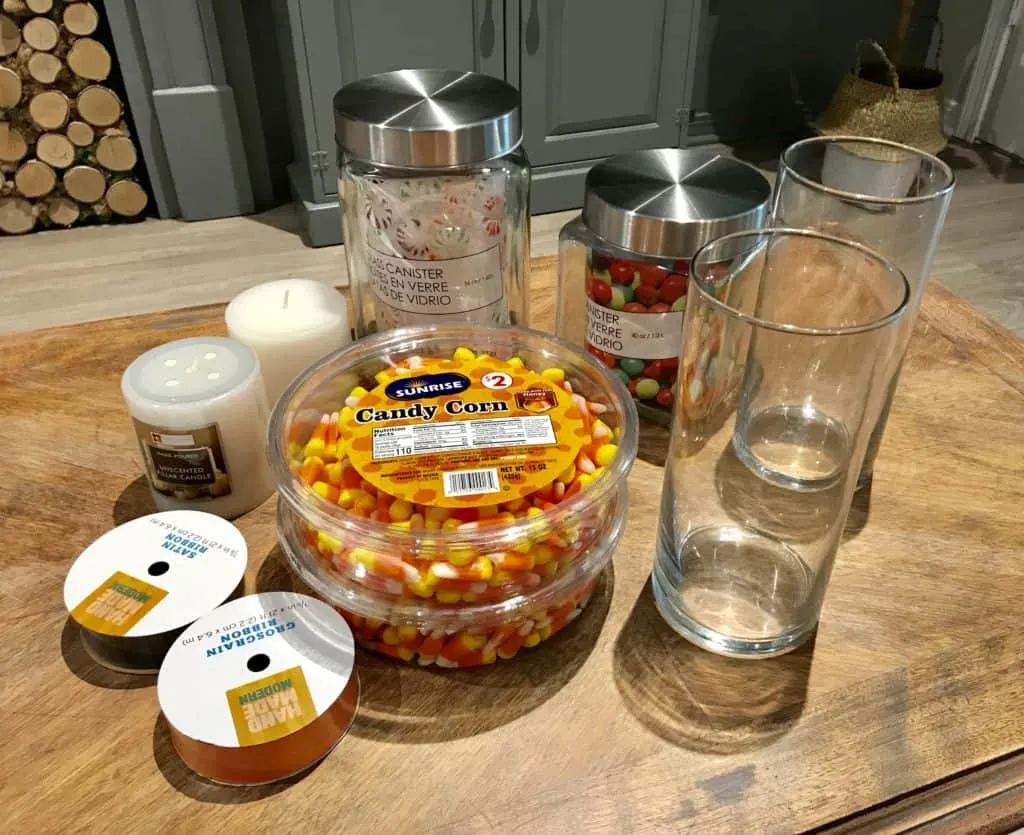 supplies for DIY Halloween candle holder