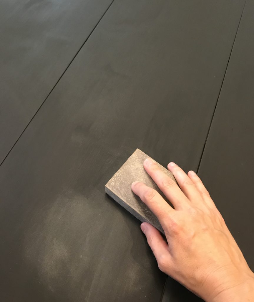 sanding chalk painted table top
