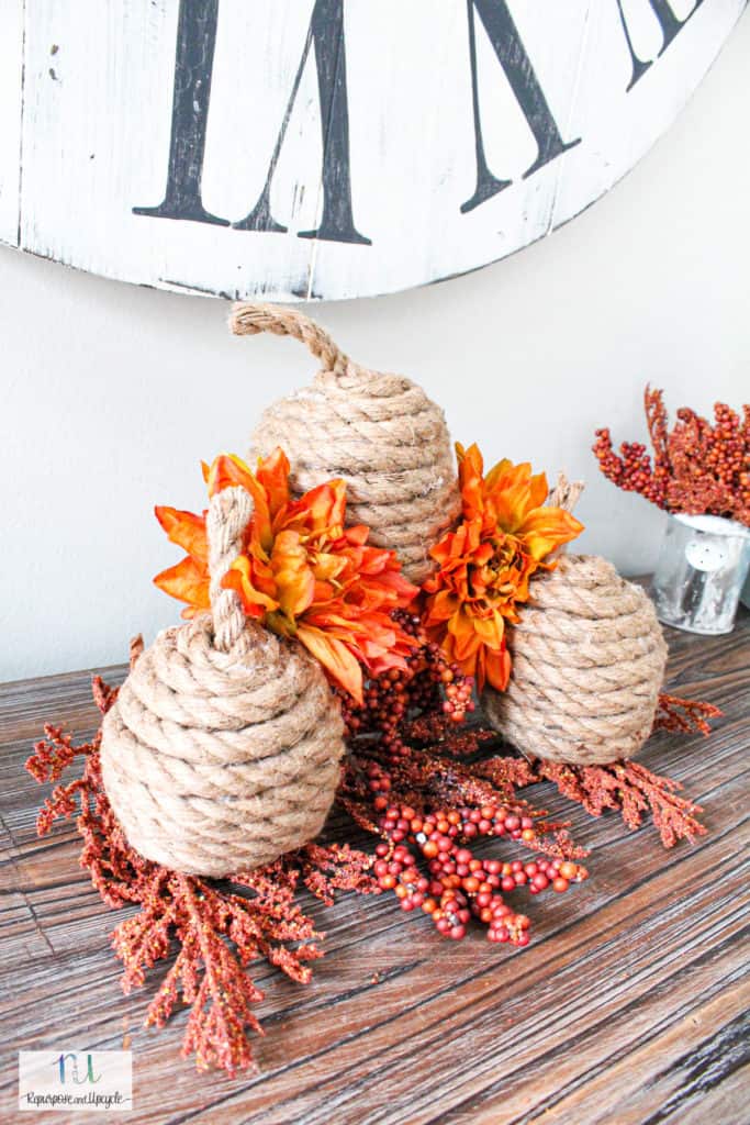 DIY rope pumpkins fall craft