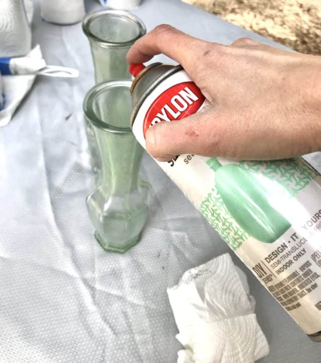 DIY Mercury Glass Vases with Krylon Looking Glass Spray Paint