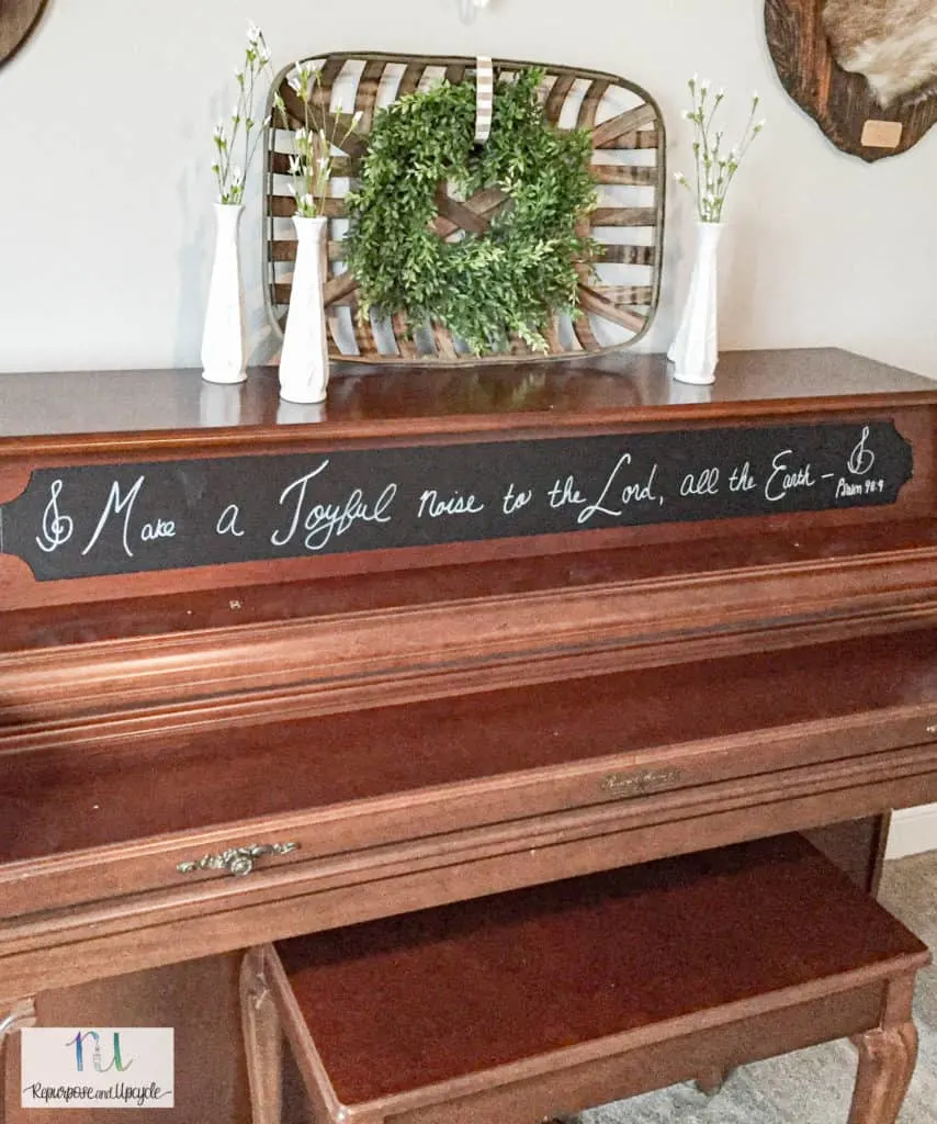 piano with chalkboard paper
