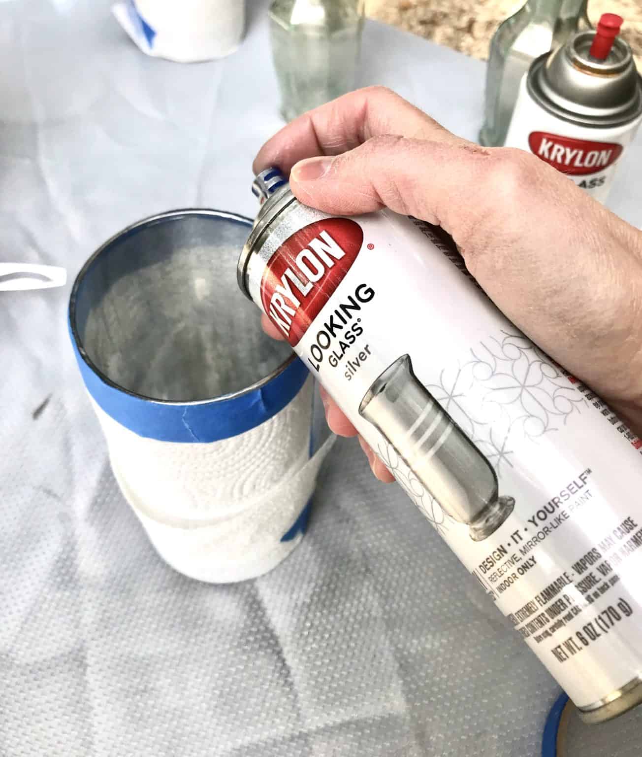 DIY Mercury Glass Vases with Krylon Looking Glass Spray Paint