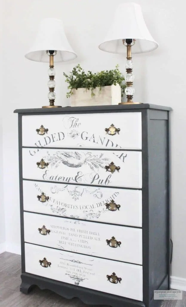 french farmhouse dresser makeover with an image transfer