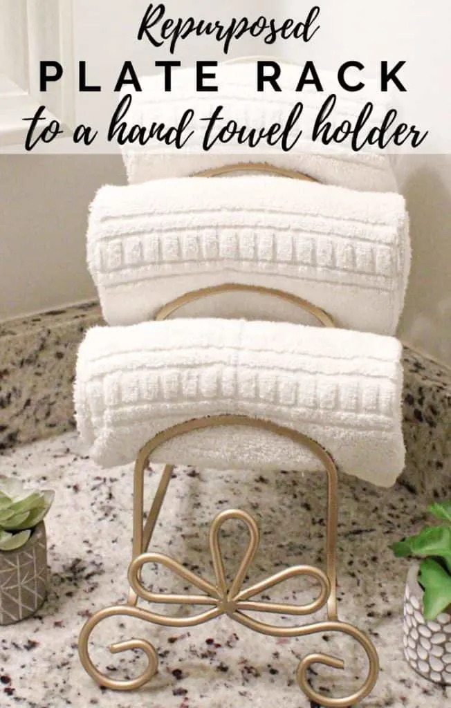 repurposed plate rack to a hand towel holder 