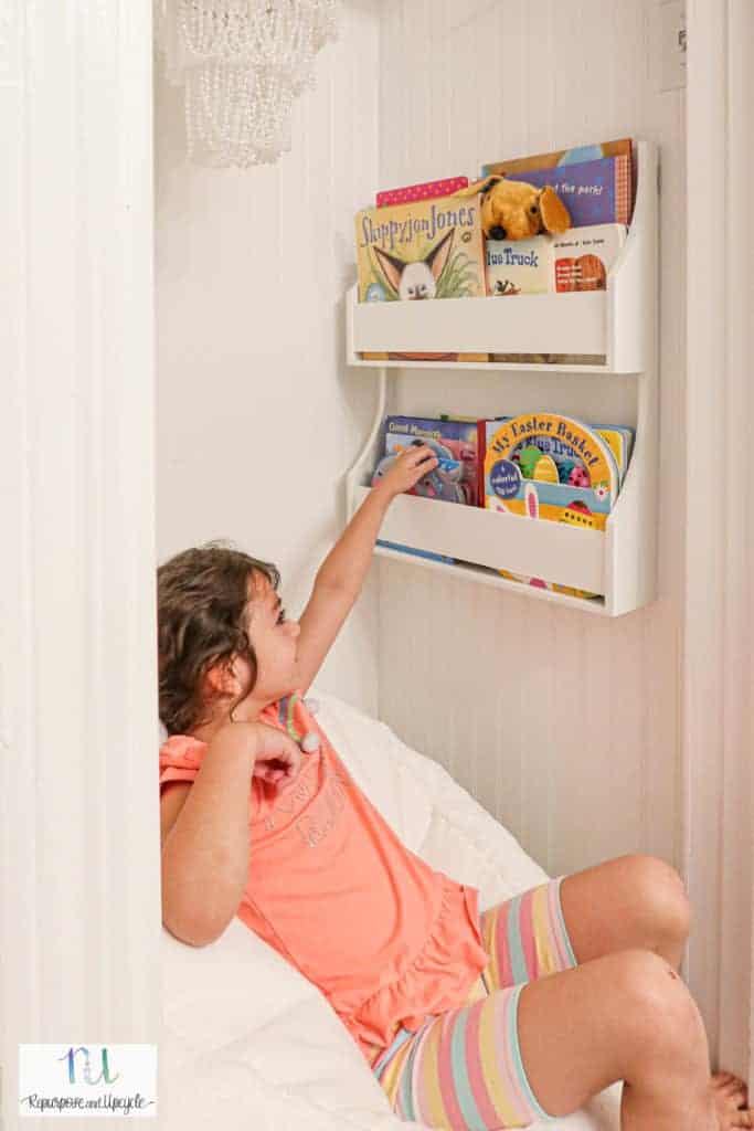 closet turned reading nook