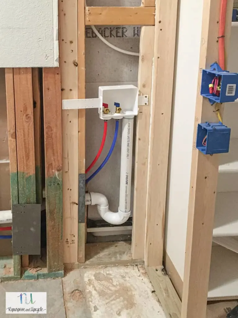 new plumbing for laundry room remodel