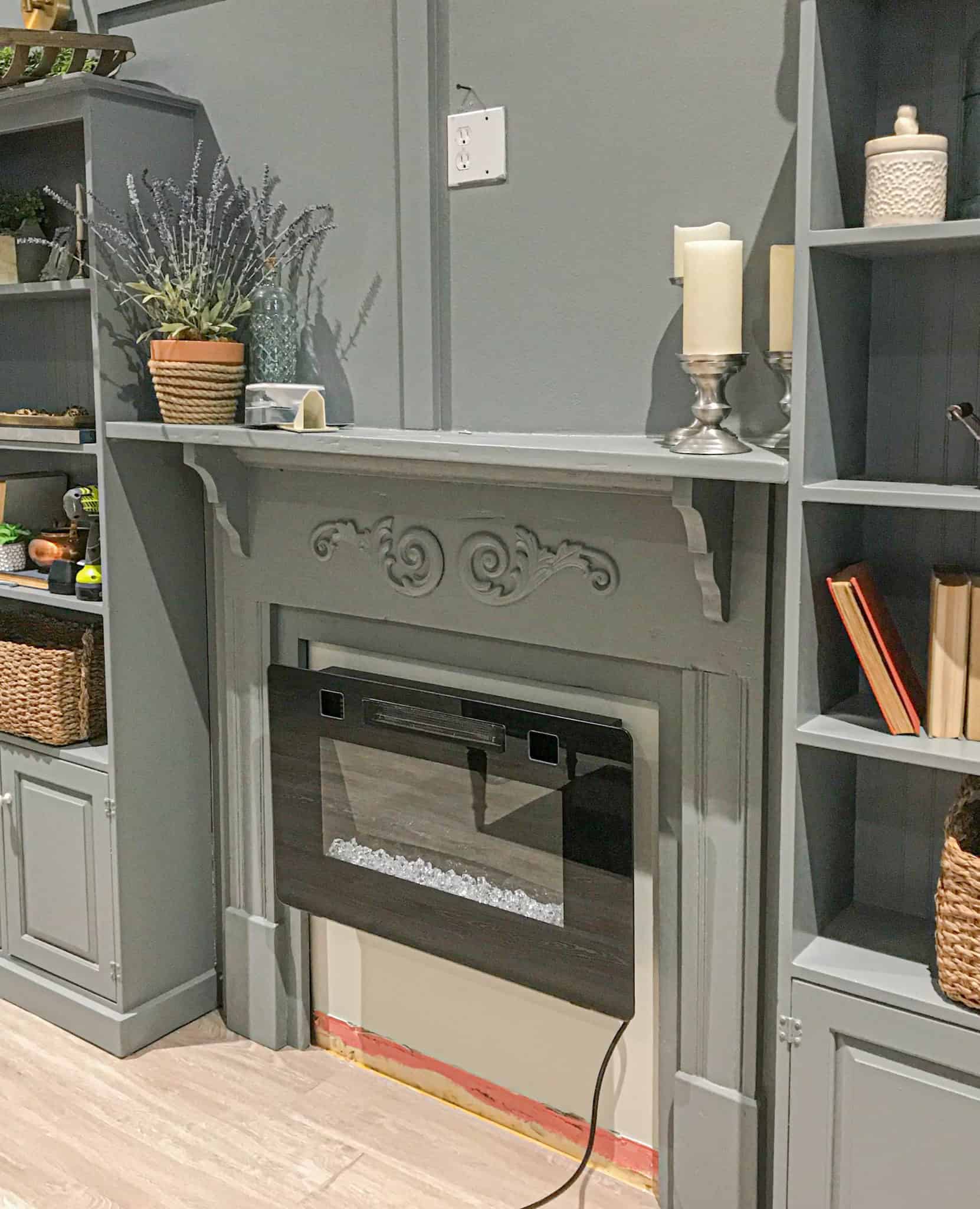 Our New DIY Raised Electric Fireplace Hearth with Stone