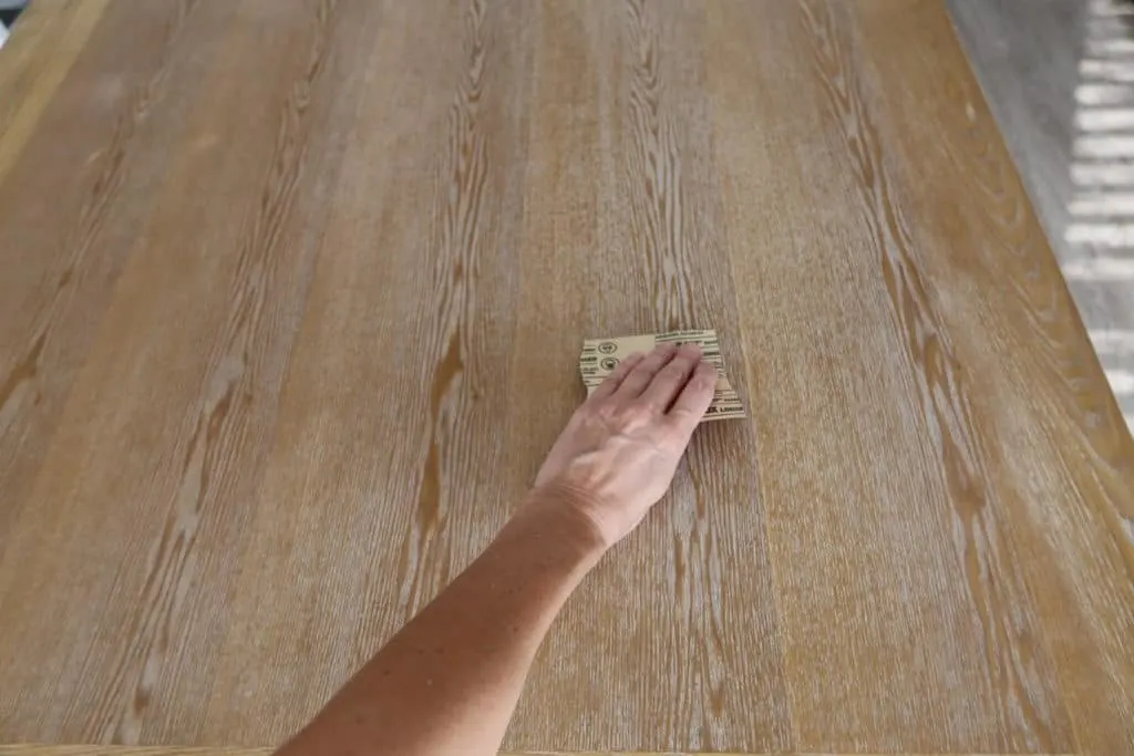 sanding the table 