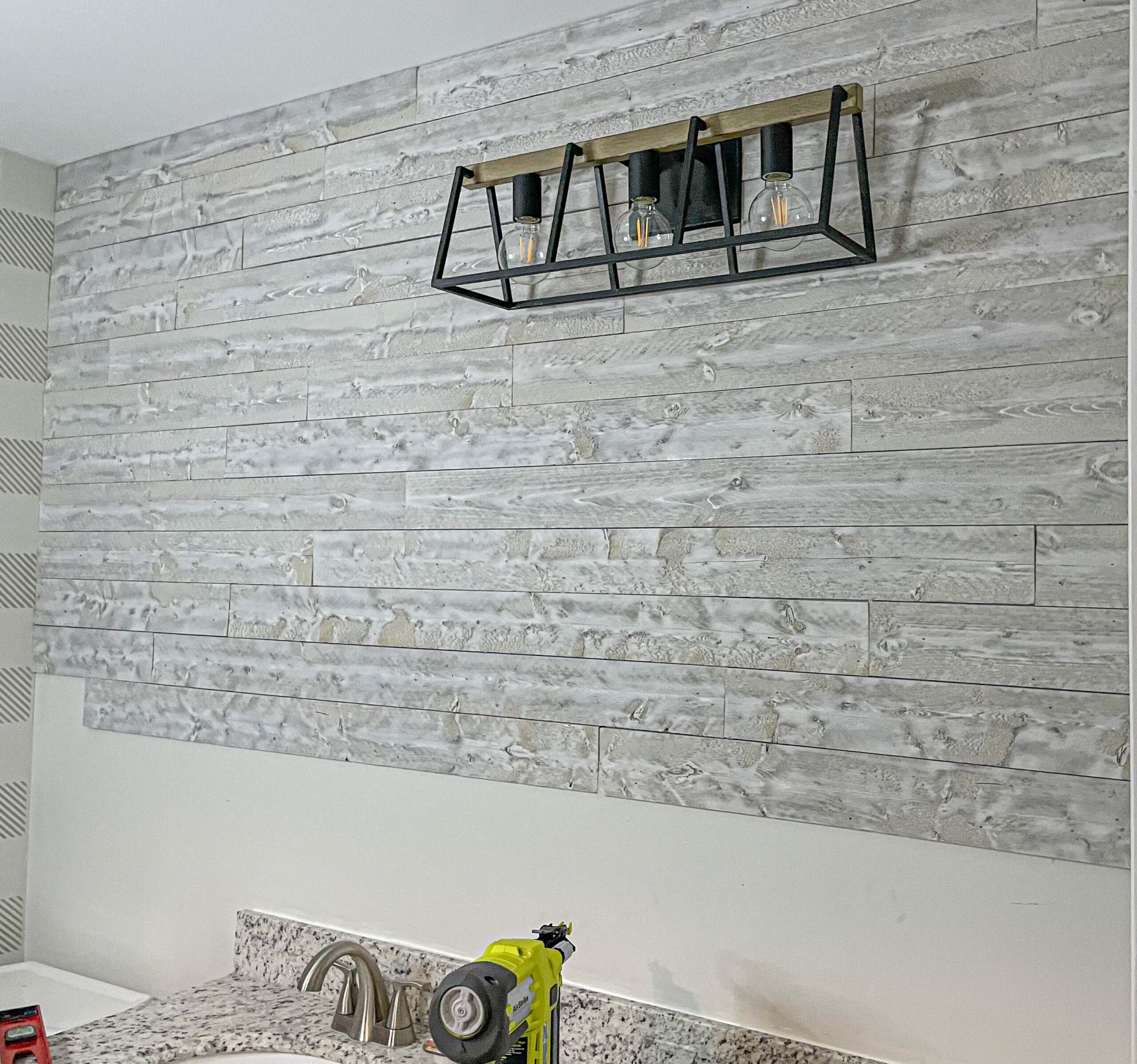 Installing Rustix Wood Wall Boards to our Master Bathroom