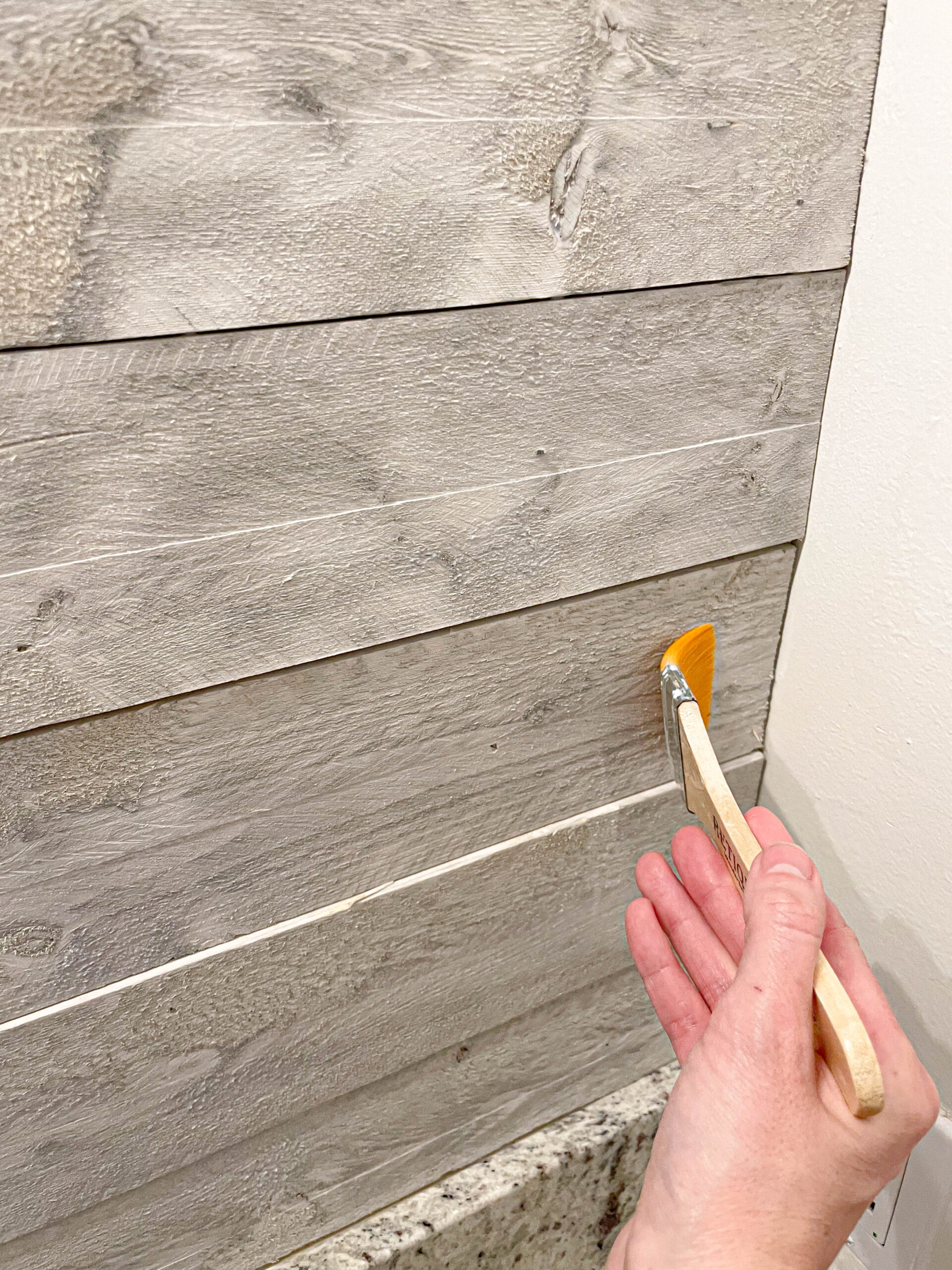 sealer on white washed wood wall boards