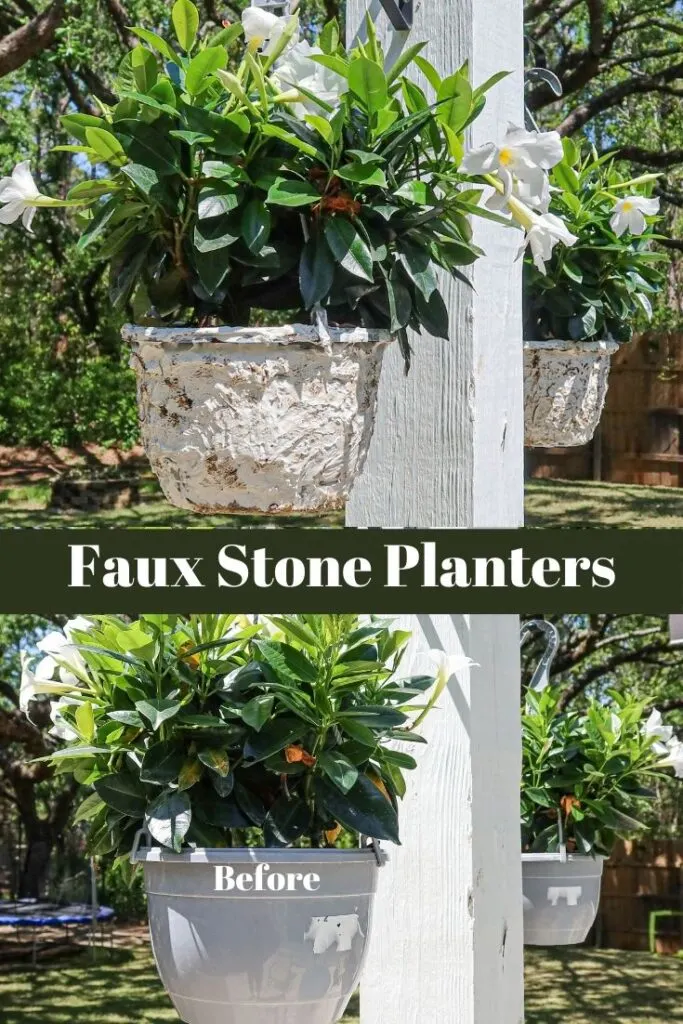 DIY faux stone hanging planters 