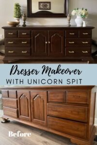 dresser makeover with Unicorn Spit as gel stain