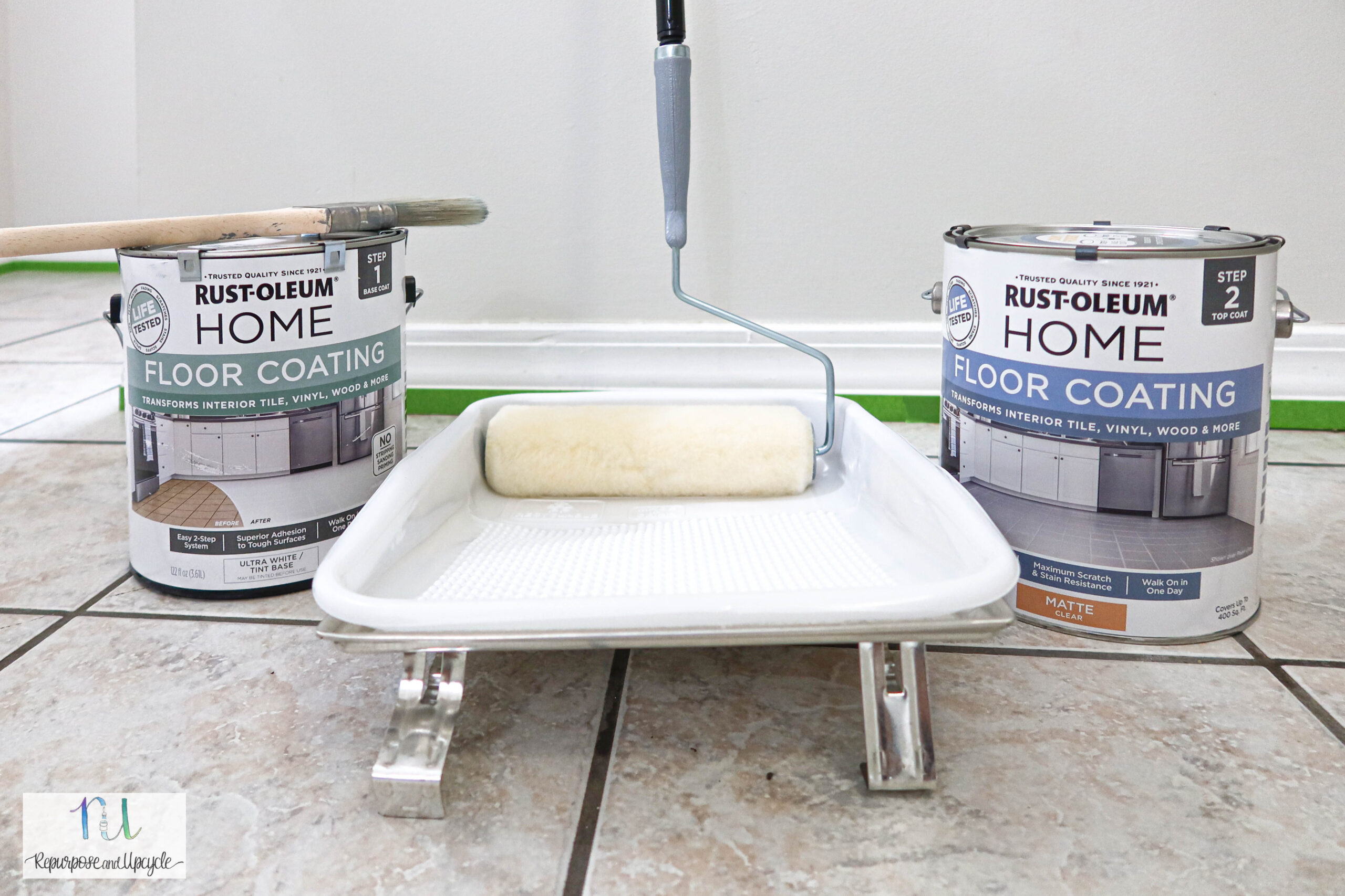 Using RustOleum Home Floor Coating to Paint Outdated Tile Floor