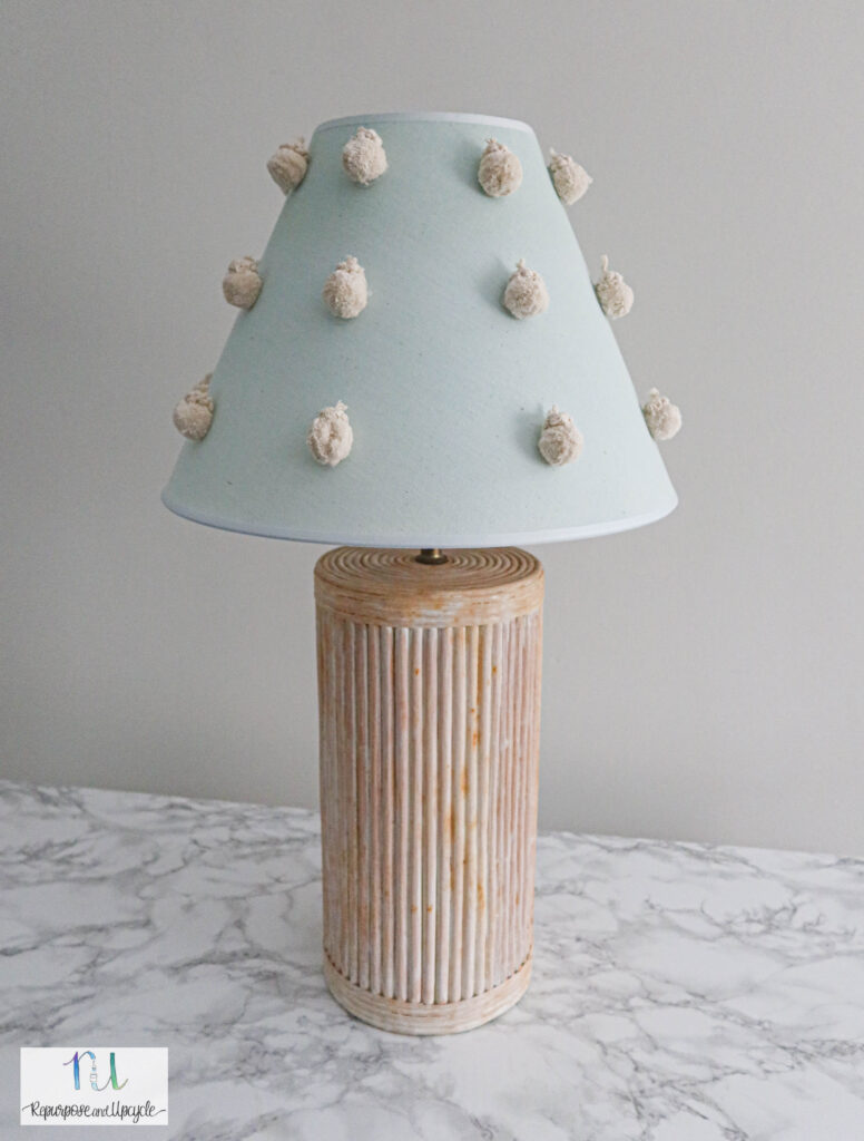 Lampshade with pom pom's dyed with Rit Dye