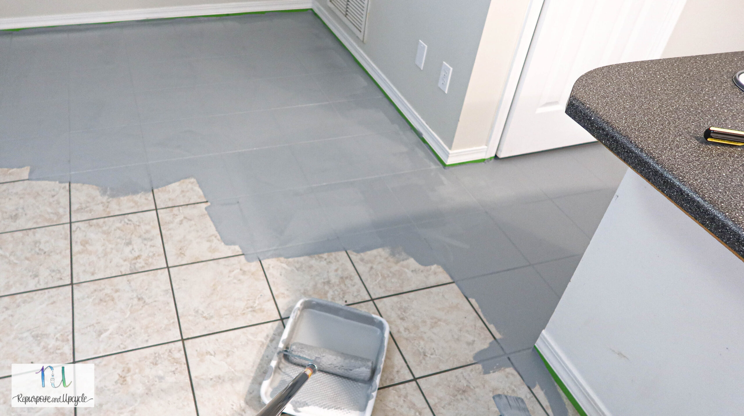 Using Rust-Oleum Home Floor Coating to Paint Outdated Tile Floor