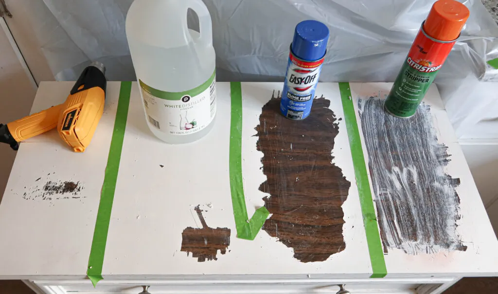 stripping paint from wood with heat gun, vinegar, Easy Off Oven Cleaner and Citristrip