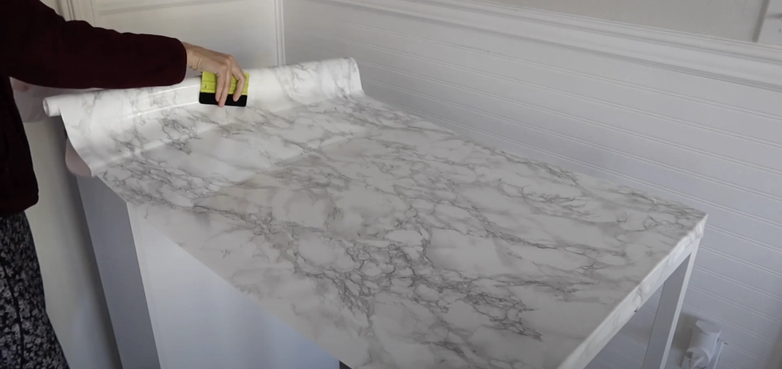 applying faux marble contact paper