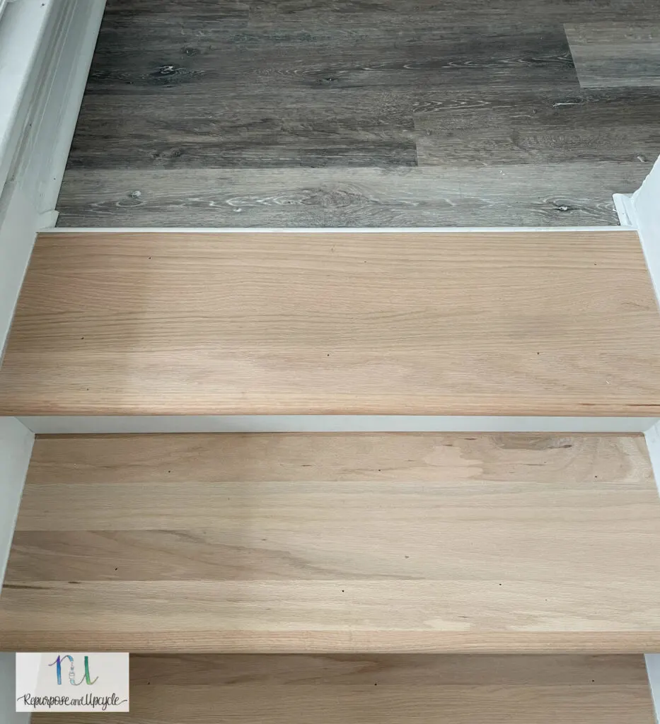 Oak stairs before the stain