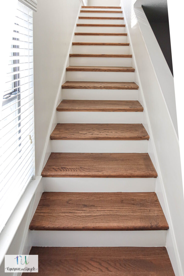 how to stain wood stairs without sanding