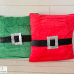 Dollar Store Christmas Craft DIY Pillow from a Santa Sack