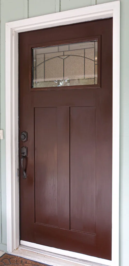 fiberglass front door with faux wood gel stain