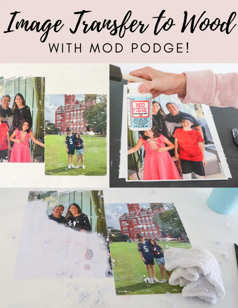 how to transfer a photo to wood with Mod Podge
