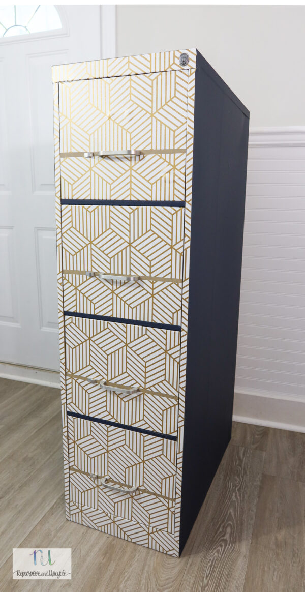 DIY File Makeover with Peel and Stick Wallpaper