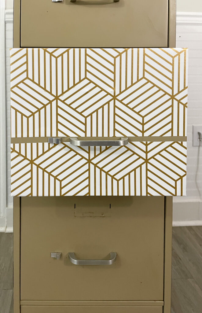 DIY File Makeover with Peel and Stick Wallpaper