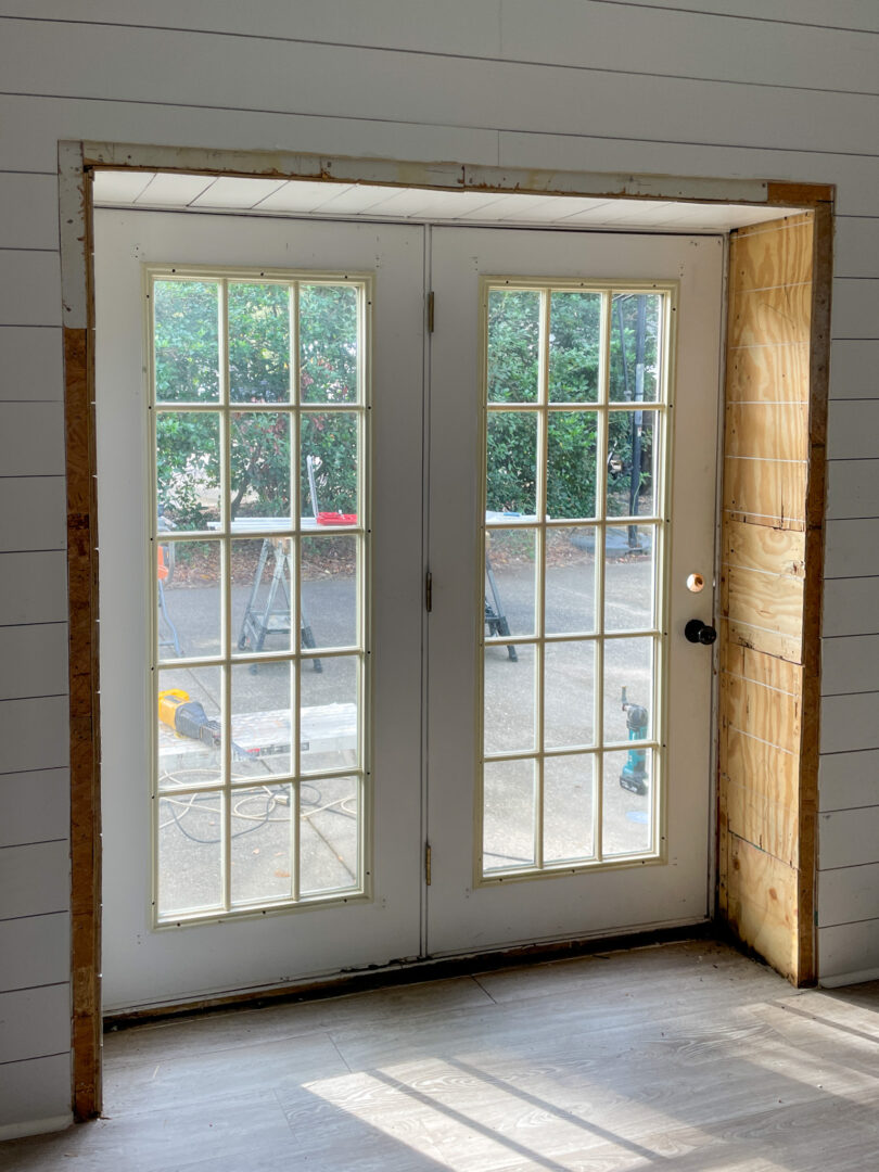 DIY Faux Fireplace to Replace Exterior Double Doors